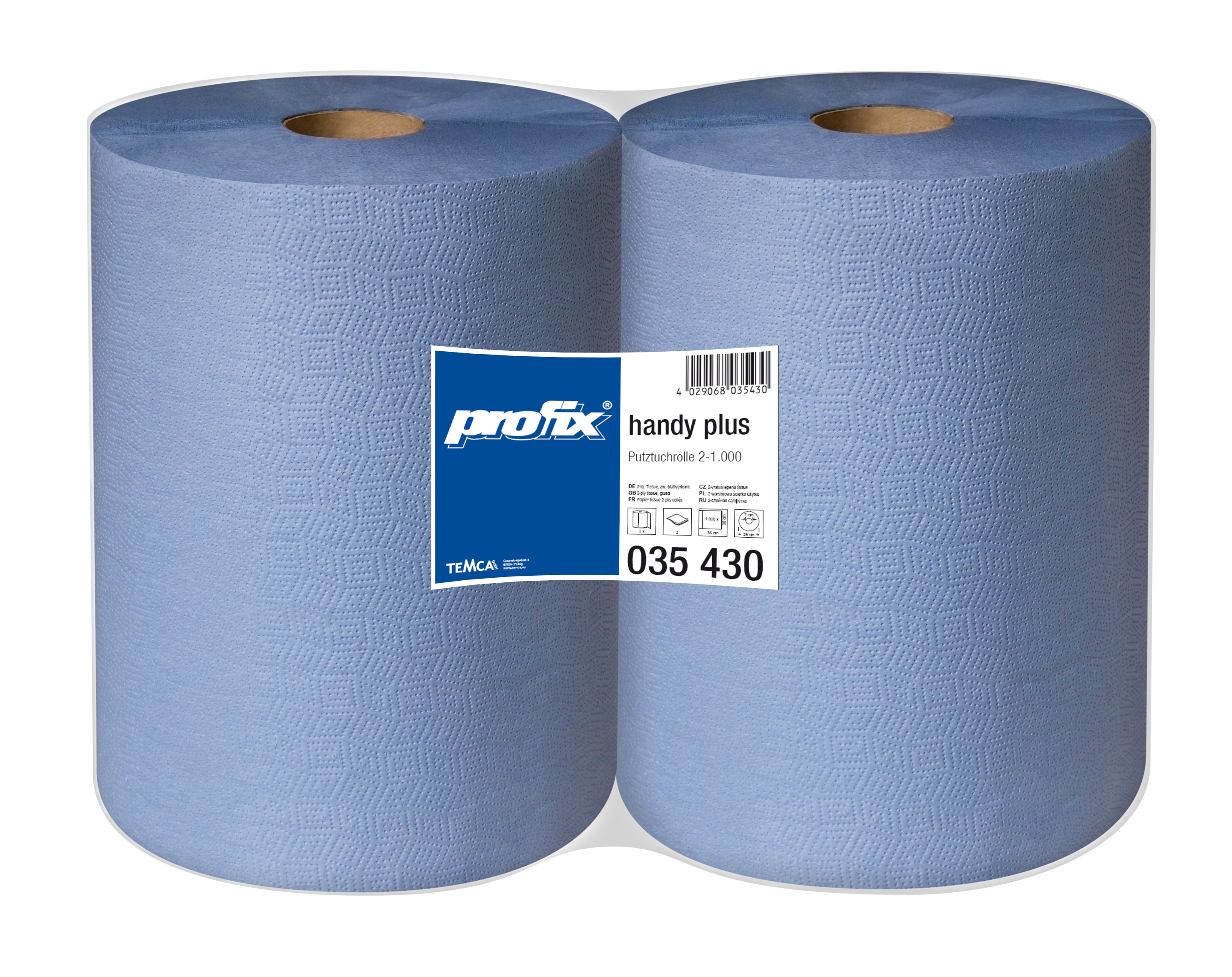 Papírové utěrky v roli Temca T035430, 2-vrstvé, 38x36 cm