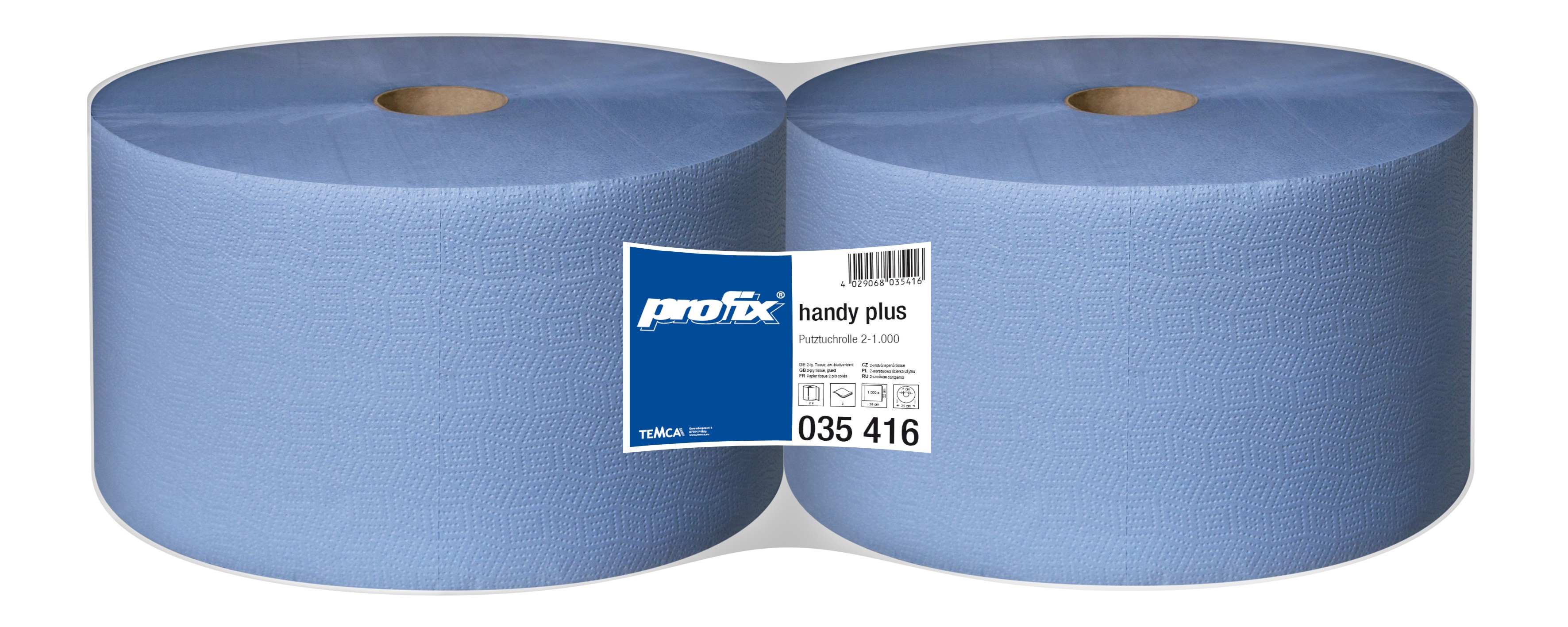 Papírové utěrky v roli Temca T035416, 2-vrstvé, 22x36 cm
