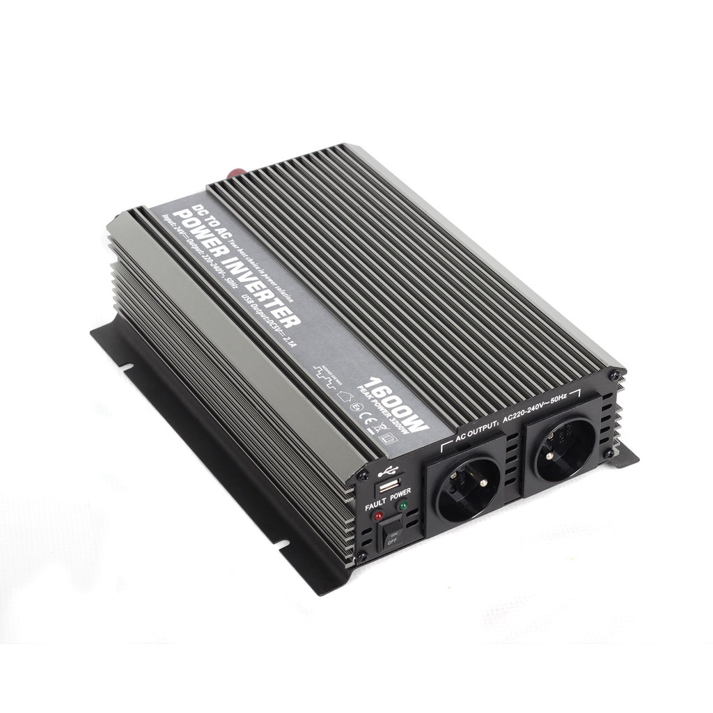 CAR1600-24V Měnič napětí z 24V na 230V + USB, 1600W