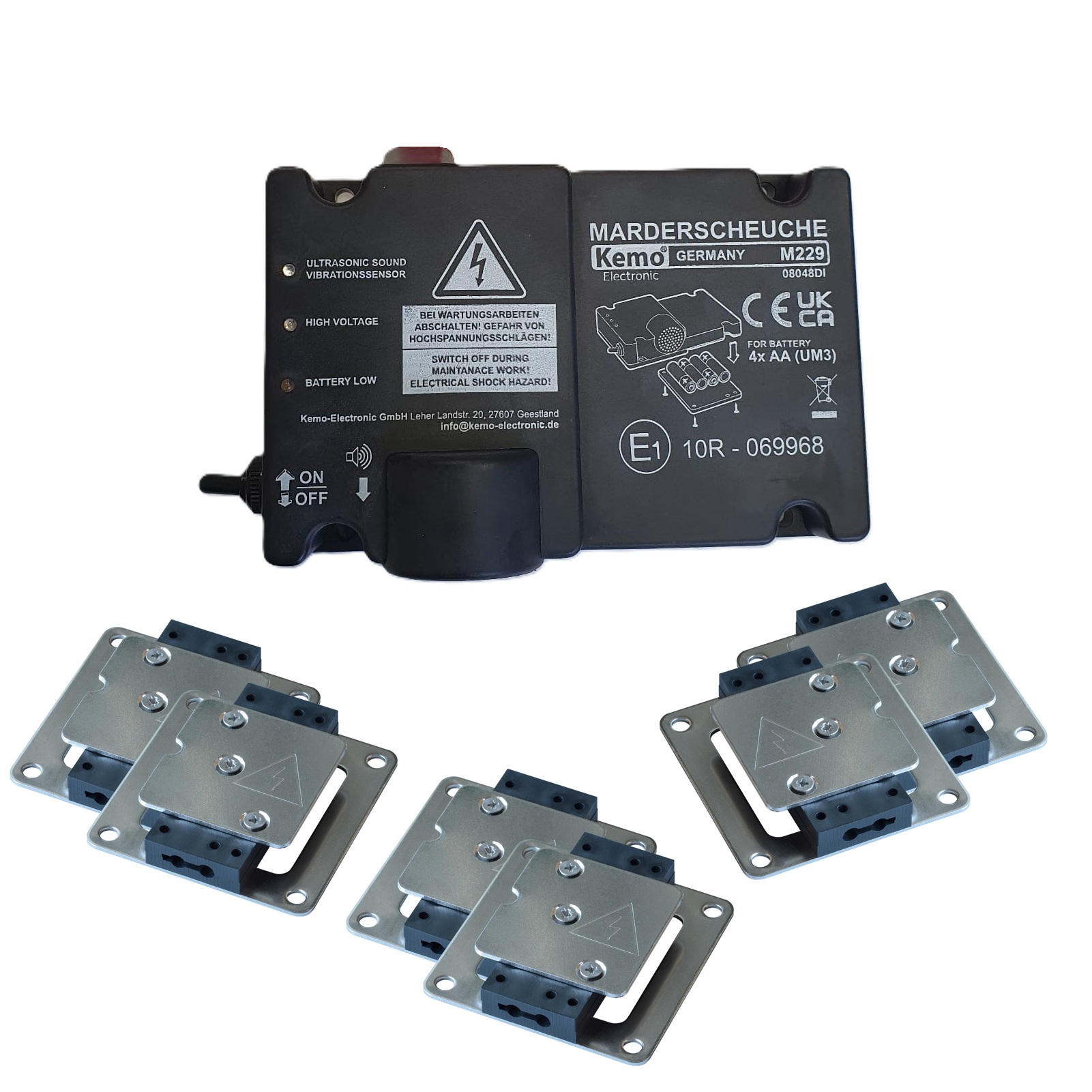 KEMO M229 Ultrazvukový odpuzovač kun s dvoupólovými vysokonapěťovými plotýnkami